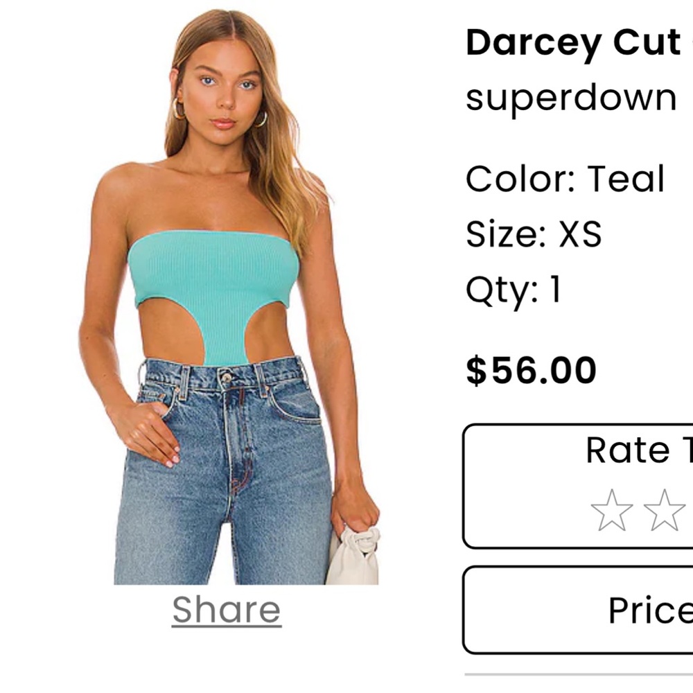 Superdown Teal Cutout Tube Top